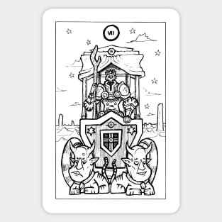 Black and White Tarot The Chariot Sticker